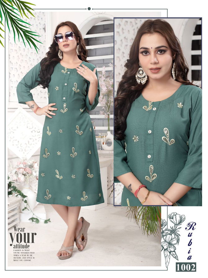 Rubia By Beauty Rayon Plain Kurti Wholesale Shop In Surat
